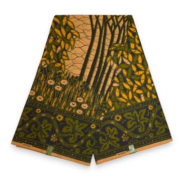 VLISCO stof Hollandais Afrikaanse Wax print - Groen Geel Fal, Ophalen of Verzenden, Nieuw