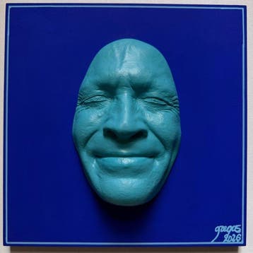 gregos - Blue light smile on blue background-blue light line