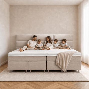 van Schaik Familie Boxspring Kingsize XXL Beige - 280 x 200, Nieuw