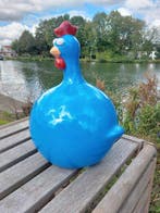 Beeld, funny blue balloon chicken - 40 cm - polyresin