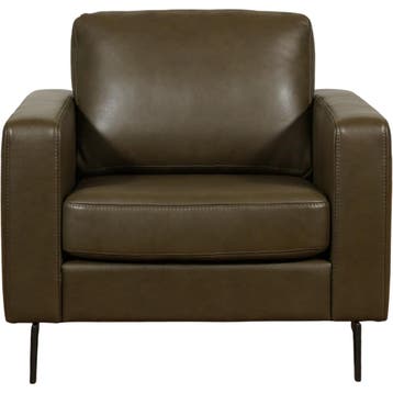 Leren fauteuil Match - Rancho Green (olijf/groen) - Poten, Nieuw, Ophalen of Verzenden, 75 tot 100 cm, Modern