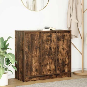 vidaXL Dressoir 85x34x76 cm bewerkt hout gerookt, Verzenden, Nieuw, Overige houtsoorten, Minder dan 50 cm