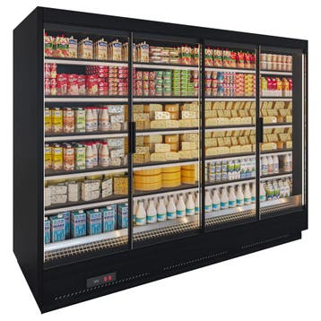 Apella HD wandkoeling met trekdeuren B281xD86xH200cm - zwart, Nieuw in verpakking