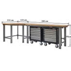 Werkbank hoekopstelling - Hoek werkbank 310 cm lang grijs, Ophalen of Verzenden, Nieuw
