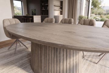 Eettafel ART DECO 220cm ovaal mango hout grijs smoke - 47046, Ophalen of Verzenden, Nieuw