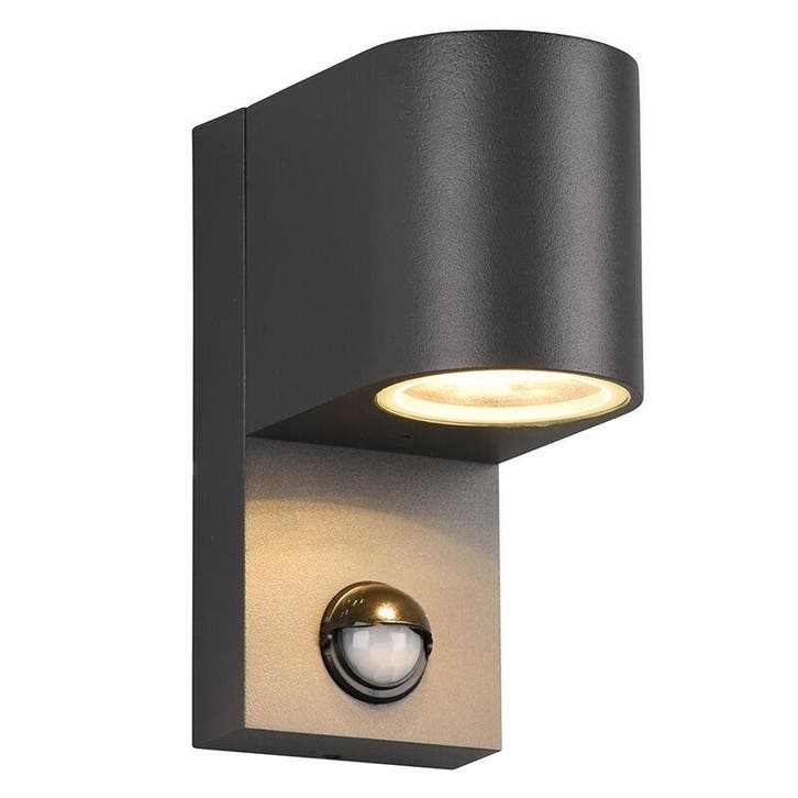 Antraciete buitenlamp met bewegingssensor Laurien,, Tuin en Terras, Buitenverlichting, Wandlamp, Nieuw, Aluminium, Ophalen of Verzenden