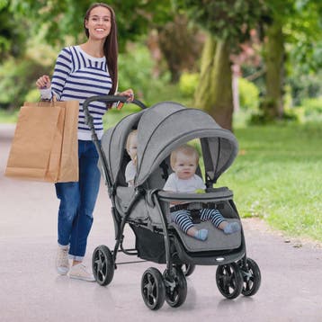 Dubbele Kinderwagen Inklapbaar met Verstelbare Rugleuning en, Verzenden, Nieuw