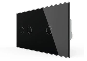 Livolo Touchscreen Schakelaar | Zwart | 2 + 1 | Aan/Uit, Ophalen of Verzenden, Nieuw, Schakelaar