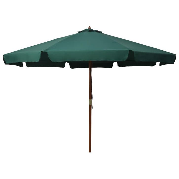 vidaXL Parasol met houten paal 330 cm groen, Tuin en Terras, Parasols, Nieuw, 3 tot 4 meter, Verzenden