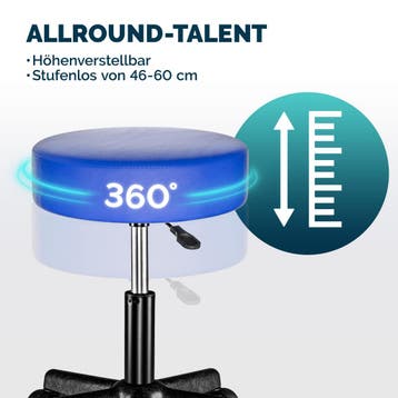 Rolkruk kunstleer Blauw 360° draaibaar (Kantoor inrichting), Verzenden, Nieuw in verpakking