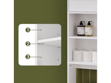 SoBuy BZR165-W - Badkamermeubel - 2 Deuren & Planken - Wit, Verzenden, Nieuw