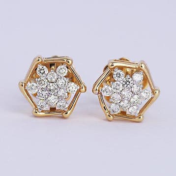 Oorstekers - 14 karaat Geel goud - 0.49ct. tw. Diamant, Sieraden, Tassen en Uiterlijk, Antieke sieraden