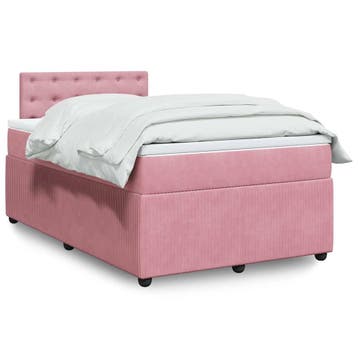 vidaXL Boxspring met matras fluweel roze 120x200 cm, Verzenden, Nieuw, Twijfelaar, 120 cm