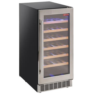 Diamond Wijnkoelkast | 106L (34x 75cl) | RVS/Zwart | 1 Zone, Witgoed en Apparatuur, Koelkasten en IJskasten, Ophalen of Verzenden