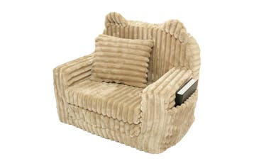 Kinderfauteuil Slaapbank Corduroy Beige | Nieuw | Scherpe..., Huis en Inrichting, Minder dan 75 cm, Nieuw, Ophalen of Verzenden