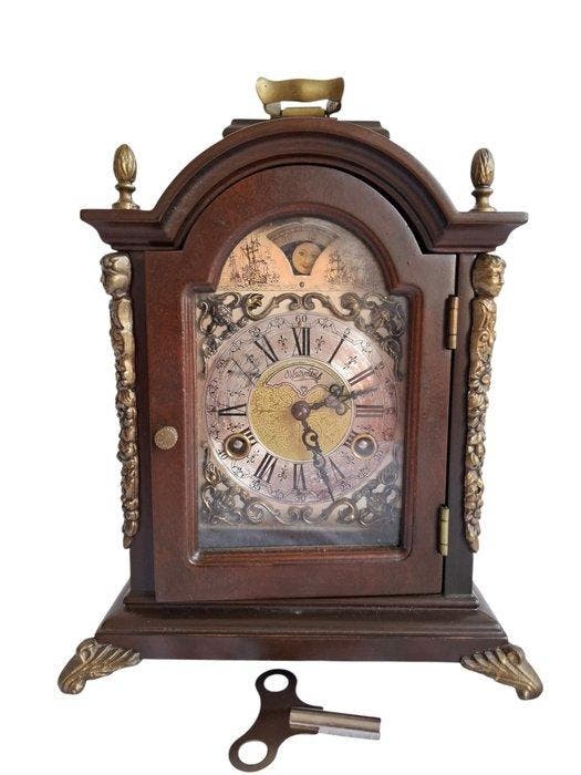 Tafelklok - Warmink Wuba - Vintage Hout, Glas, Messing -, Antiek en Kunst, Antiek | Klokken