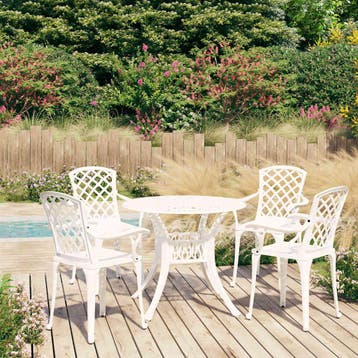 vidaXL 5-delige Bistroset gietaluminium wit, Verzenden, Nieuw, Aluminium, 4 zitplaatsen