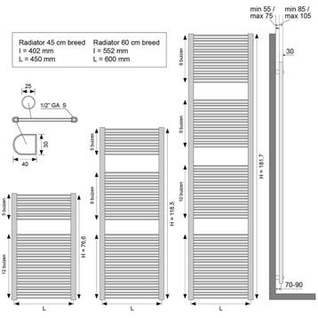 Wiesbaden Elara Sierradiator - 118.5x60cm - Antraciet, Doe-het-zelf en Verbouw, Ophalen of Verzenden, Nieuw