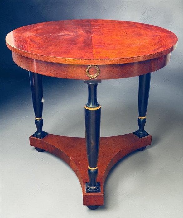 Tafel - guéridon-tafel - Mahonie, Ebbenhout - Pedestal, Antiek en Kunst, Antiek | Overige Antiek