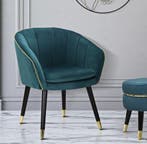 FAUTEUIL PARIJS TEAL/GOUD CM 62X58X78, Huis en Inrichting, Ophalen of Verzenden, Nieuw
