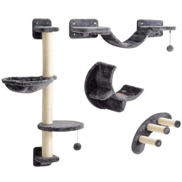 TRUUSK 4-delige Katten Klimmuur Set - Hangmat - Kattenbrug t, Verzenden, Nieuw