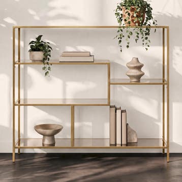 *WOONWINKEL* Kare Design Loft Gold Laag Wandrek Staal Met Gl, Verzenden, Nieuw
