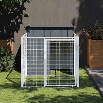 vidaXL Hondenhok met dak 110x201x110 cm gegalvaniseerd staal, Dieren en Toebehoren, Verzenden, Nieuw
