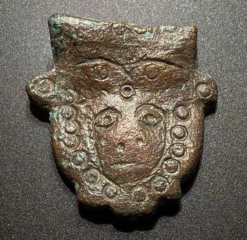 Oud-Romeins Brons Hoofd van de held Hercules met een