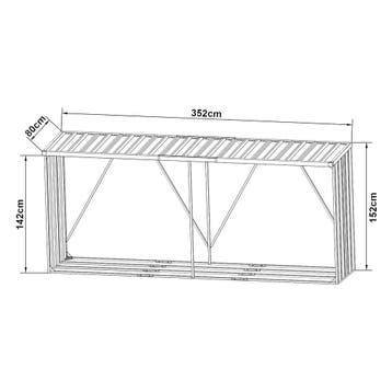 [casa.pro] Stalen brandhout rek Kalmar houtopslag 352x80x152, Verzenden