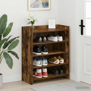 vidaXL Schoenenkast Gerookt eiken 73,5 x 36 x 92 cm Bewerkt, Verzenden, Nieuw