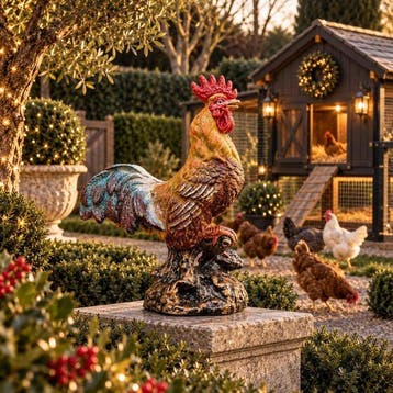 Beeld, iron Rooster - Hand-painted - 28 cm - IJzer - 2026