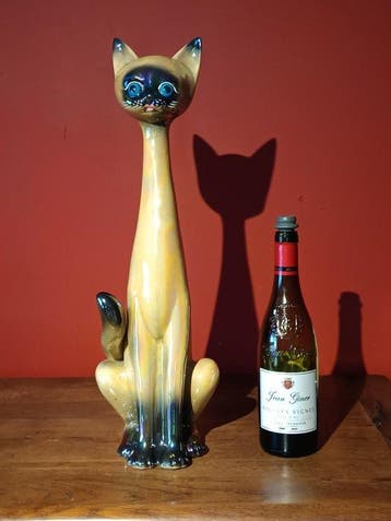 Jema Holland - sculptuur, Langnek kat - 55 cm - Keramiek