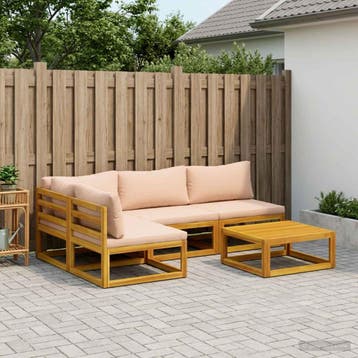 vidaXL Bankstel 5 st Naturel Massief Acaciahout, Tuin en Terras, Verzenden, Nieuw, 5 zitplaatsen
