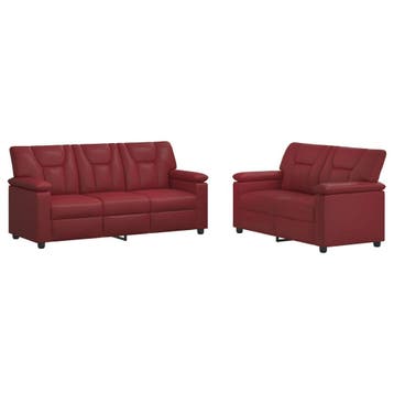 vidaXL Bankstel 2 pcs Wijnrood Kunstleer, Huis en Inrichting, Verzenden, Nieuw, Leer, 150 tot 200 cm