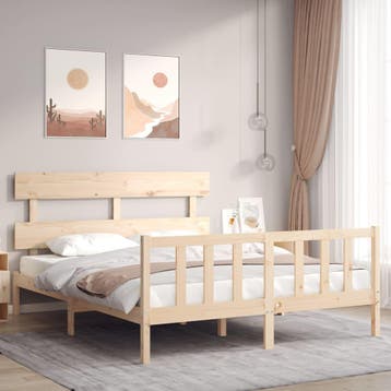 vidaXL Bedframe zonder matras massief grenenhout 160x200 cm, Bruin, Verzenden, 200 cm, 160 cm