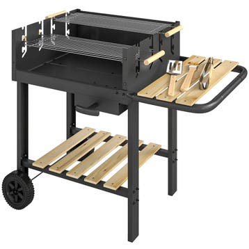 Houtskoolgrill Grillwagen Met 4-voudig Verstelbaar Grillroos, Verzenden