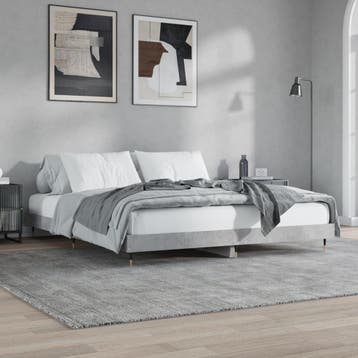 vidaXL Bedframe bewerkt hout betongrijs 200x200 cm, Huis en Inrichting, Slaapkamer | Bedden, Verzenden, Overige maten, 200 cm
