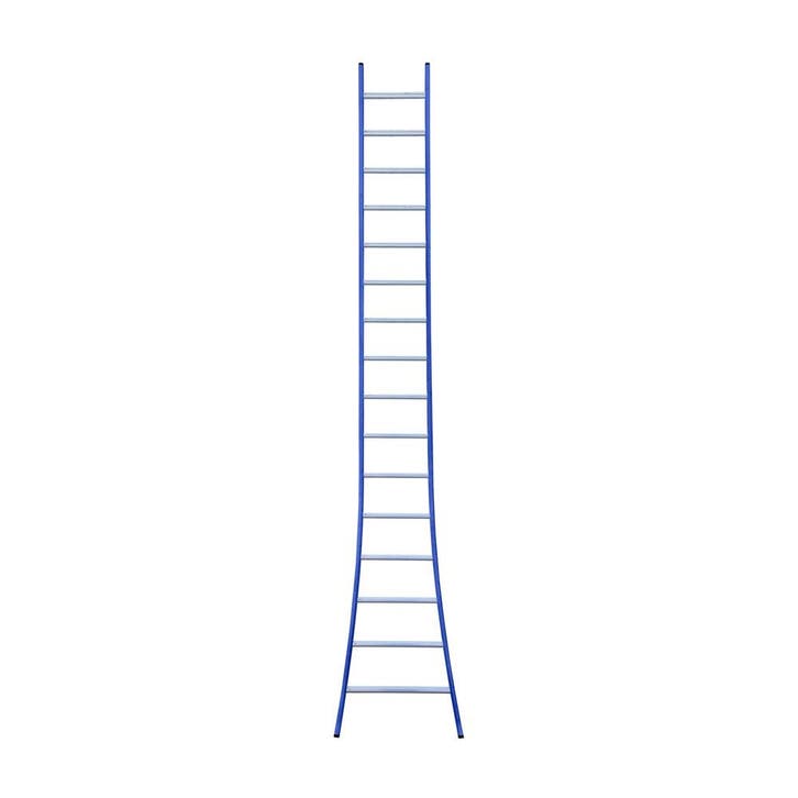 Eurostairs Ladder enkel uitgebogen 1x16 sporten BLAUW, Doe-het-zelf en Verbouw, Ladders en Trappen, Ladder, Nieuw, Verzenden