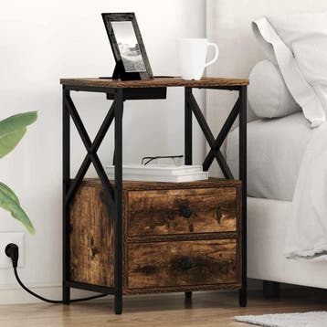 vidaXL Nachtkastje 2 st Gerookt eiken 40 x 31 x 60 cm, Minder dan 45 cm, Verzenden, Nieuw, 55 tot 70 cm