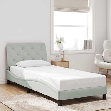 vidaXL Bedframe zonder matras 80x200 cm fluweel lichtgrijs, Eenpersoons, Verzenden, Nieuw, 80 cm