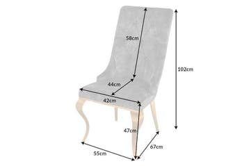 Elegante stoel MODERN BAROK grijs fluweel met gouden, Ophalen of Verzenden, Nieuw