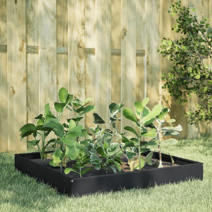 vidaXL Plantenbak verhoogd 100x100x26 cm staal zwart, Tuin en Terras, Bloembakken en Plantenbakken, Nieuw, Metaal, Verzenden