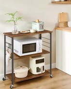 Verrijdbare Keukentrolley met 3 Planken en 6 Haken, Verzenden, Nieuw