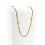 Massief bicolor gouden Figaro schakelketting, Sieraden, Tassen en Uiterlijk, Kettingen, Ophalen of Verzenden, Gebruikt, Overige kleuren