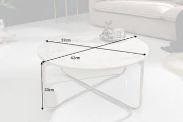 Ronde salontafel NOBLE 65cm wit marmer afneembaar tafelblad, Huis en Inrichting, Ophalen of Verzenden, Nieuw