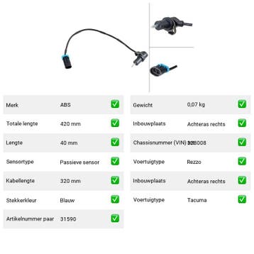 ABS-sensor Chevrolet Tacuma 1.6 (U100) Van 2005-03 tot  - AB, Verzenden, Nieuw, Chevrolet
