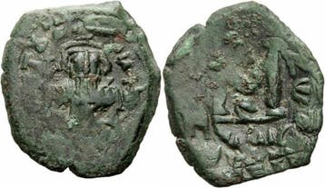 Byzanz Constans Ii Follis Constantinopolis 653/654 Kreuz..., Verzenden