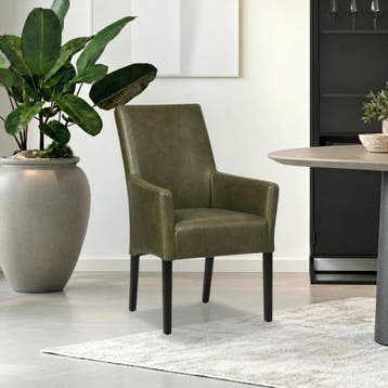 Leren eetkamerstoel Just met armleuning - Vintage Olive, Huis en Inrichting, Overige kleuren, Bohemian, Eigentijds, Klassiek, Retro, Romantisch, Scandinavisch