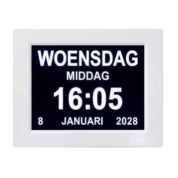 Dementieklok Digitale klok Wit - Kalenderklok Seniorenklok K, Verzenden, Nieuw