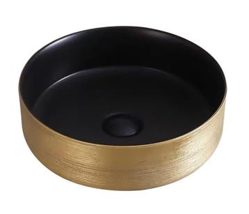 Waskom Keramiek Met Geborsteld Goud Relief 36 x 13 cm zwart, Ophalen of Verzenden, Nieuw, Bad